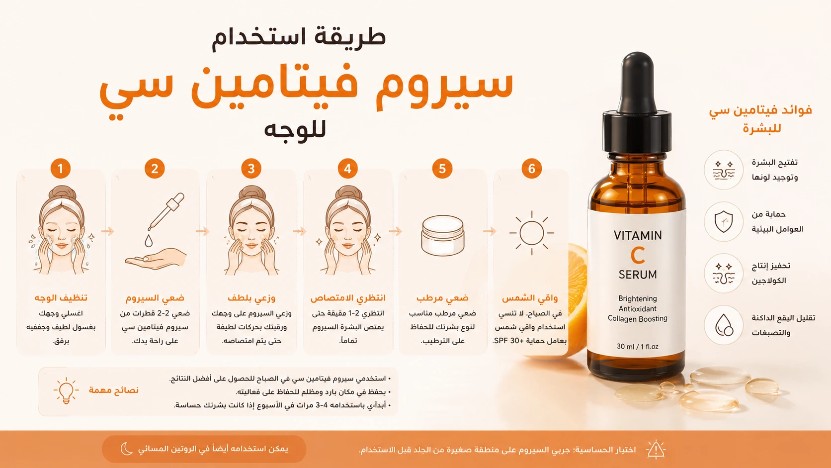 طريقة استخدام سيروم فيتامين سي للوجه خطوة بخطوة 2025 | [yaseen.shop]